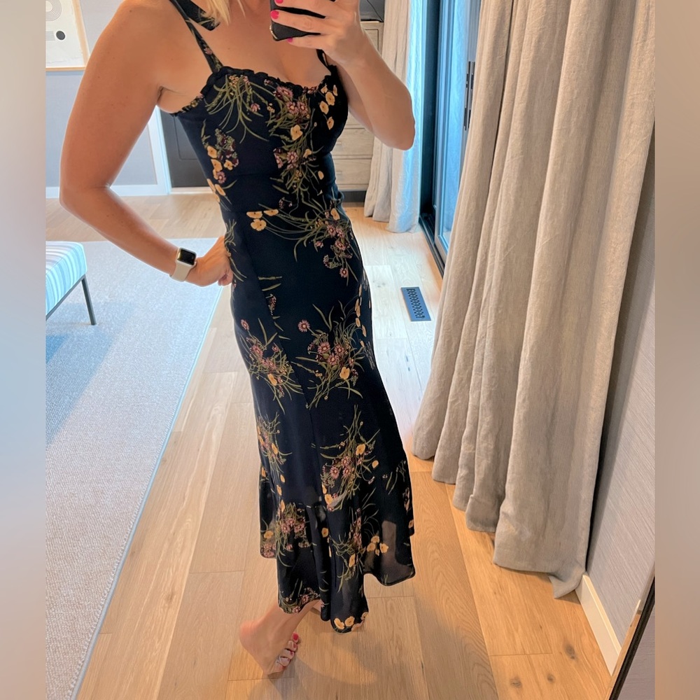 Reformation Black Floral Midi Dress